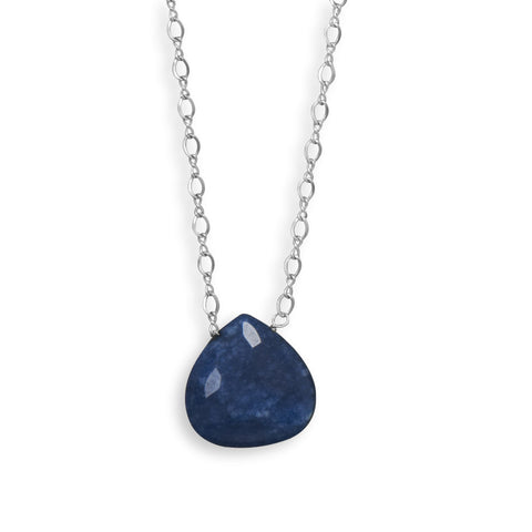 16.5"+2" Blue Jade Drop Necklace