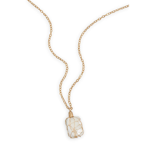 16" + 2" 12/20 Gold Filled Wire Wrapped Shell Necklace