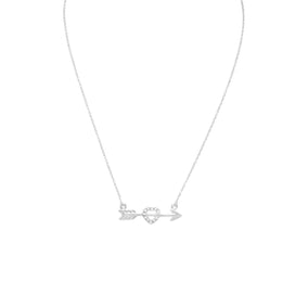 16" Arrow with CZ Heart Necklace