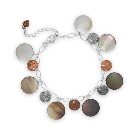 7.5"+1" Two Tone Shell Bracelet