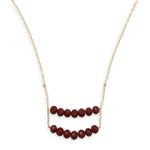 20" 14/20 Gold Filled Burgundy Glass Ladder Necklace