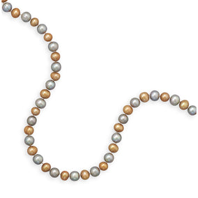 20.5" Gold and Grey Cultured Freshwater Pearl Necklace