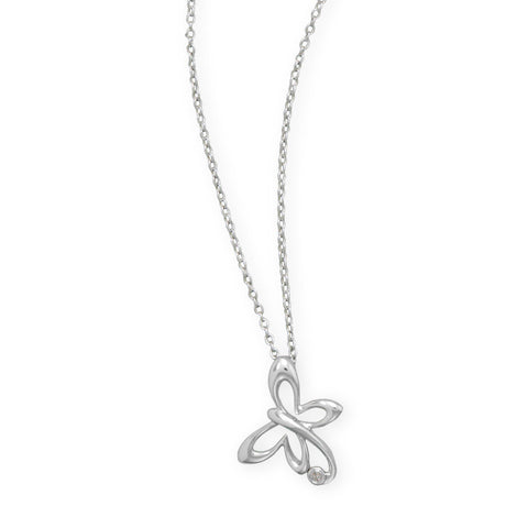 18" Butterfly Necklace with Diamond Accent