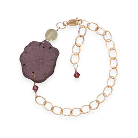 Adjustable 14/20 Gold Filled Bracelet with Abstract Wood Bead