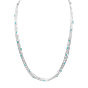 16" + 4" Multistrand Liquid Silver Necklace with Reconstituted Turquoise