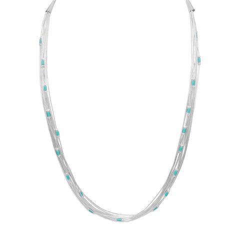 16" + 4" Multistrand Liquid Silver Necklace with Reconstituted Turquoise