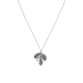 16" Oxidized Leaf Necklace with Cultured Freshwater Pearl