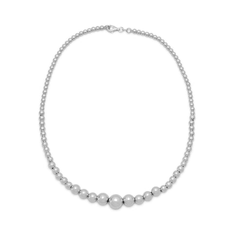 17.5" Rhodium Plated Graduated Bead Necklace