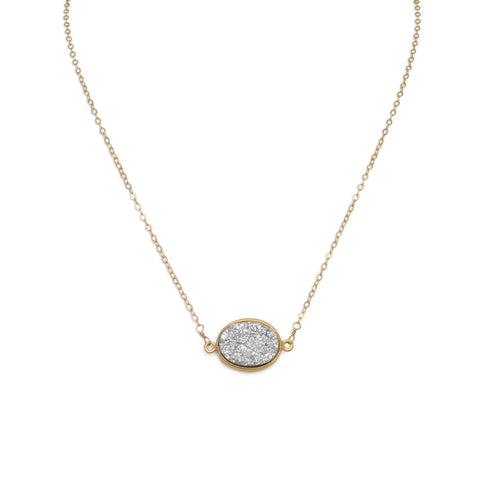 16" + 1" 14/20 Gold Filled Necklace with Silver Druzy