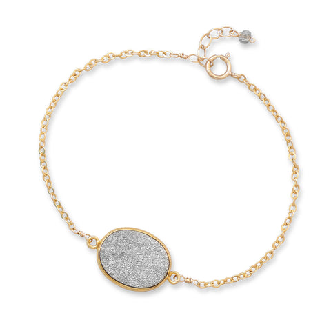 7" + .5" 14/20 Gold Filled Silver Druzy Bracelet