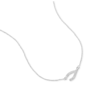 18" Sideways CZ Wishbone Necklace
