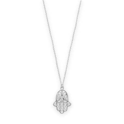 16" + 2" Polished Hamsa Necklace