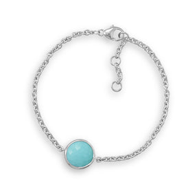 7" + .5" + .5" Freeform Faceted Turquoise Bracelet
