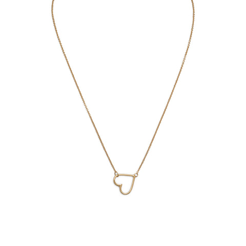 16" + 2" 14 Karat Gold Plated Sideways Heart Necklace