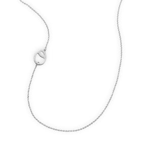 Rhodium Plated Off Center "O" Necklace