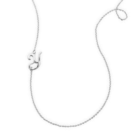 Rhodium Plated Off Center "Y" Necklace