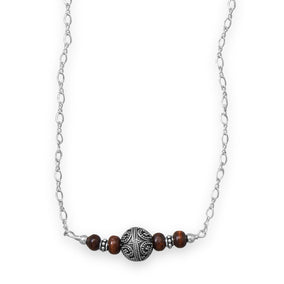 Handmade Bali and Wood Bead Bar Necklace
