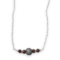 Handmade Bali and Wood Bead Bar Necklace