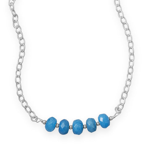 16" Handmade Blue Quartz Rondell Bead Necklace