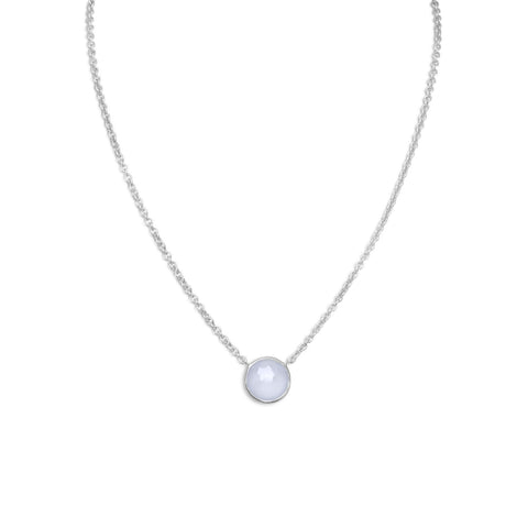 16" + 2" Freeform Faceted Blue Chalcedony Necklace