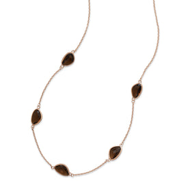 24" 14 Karat Rose Gold Plated Necklace with Brown Glass