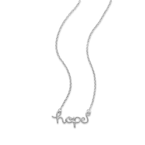 Rhodium Plated "hope" Necklace