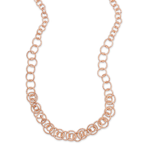 18" 14 Karat Rose Gold Plated Diamond Cut Link Necklace