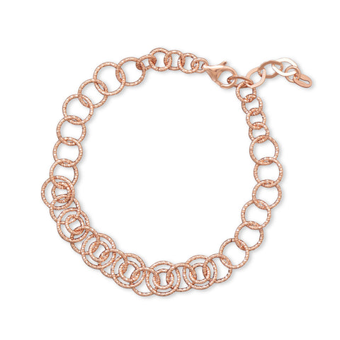 8" 14 Karat Rose Gold Plated Diamond Cut Link Bracelet