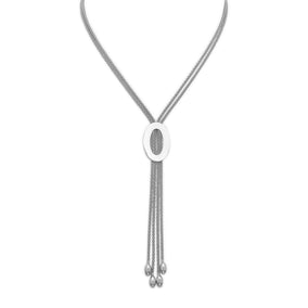 Rhodium Plated Multistrand Popcorn Bolo Necklace