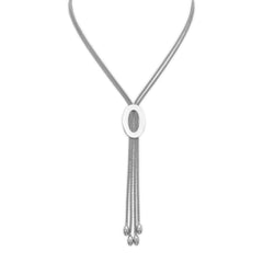 Rhodium Plated Multistrand Popcorn Bolo Necklace