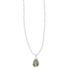 Green Crystal and Cultured Freshwater Pearl Drop Necklace