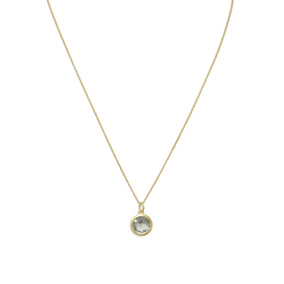 16" 18 Karat Gold Plated Necklace with Faceted Green Amethyst Drop