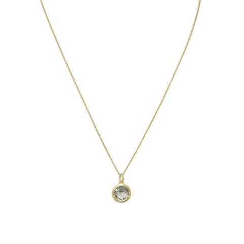 16" 18 Karat Gold Plated Necklace with Faceted Green Amethyst Drop