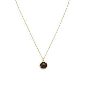 16" 18 Karat Gold Plated Necklace with Faceted Smoky Quartz Drop