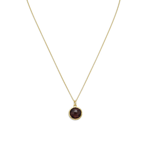 16" 18 Karat Gold Plated Necklace with Faceted Smoky Quartz Drop