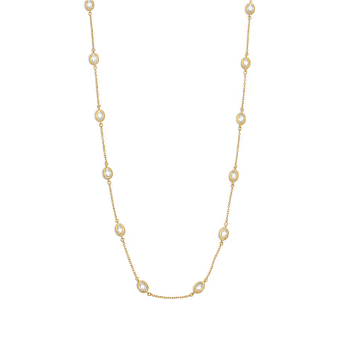 36" 14 Karat Gold Plated Clear CZ Necklace