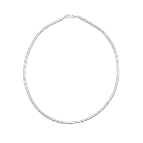 18" 3mm Rhodium Plated Diamond Cut Round Omega Necklace