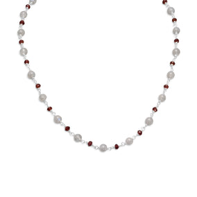 16" Moonstone and Garnet Bead Necklace