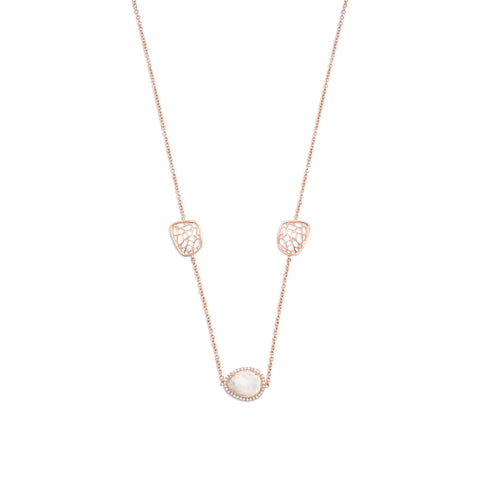 22" 14 Karat Rose Gold Plated Rainbow Moonstone Necklace