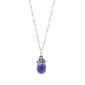 16" Purple Glass Briolette Necklace