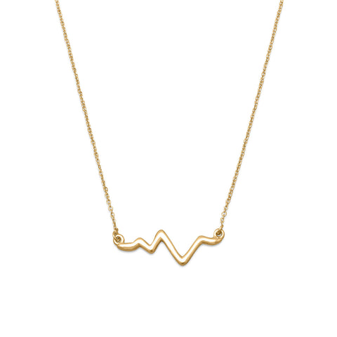 18" 14 Karat Gold Plated Heartbeat Necklace