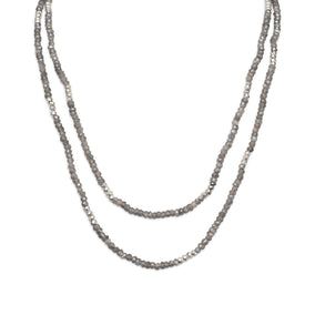40" Labradorite and Silver Pyrite Bead Necklace