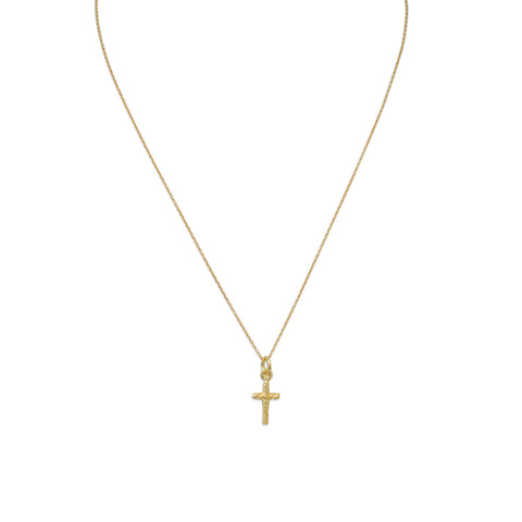 16" + 2" 14 Karat Gold Plated Cross Necklace