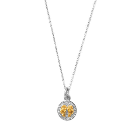 Rhodium Plated Two Tone Zodiac Necklace - Gemini