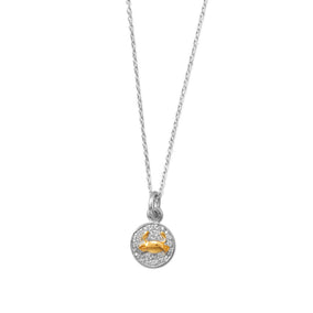 Rhodium Plated Two Tone Zodiac Necklace - Cancer