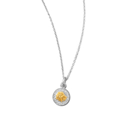 Rhodium Plated Two Tone Zodiac Necklace - Leo