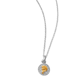 Rhodium Plated Two Tone Zodiac Necklace - Virgo