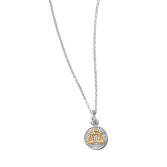 Rhodium Plated Two Tone Zodiac Necklace - Libra