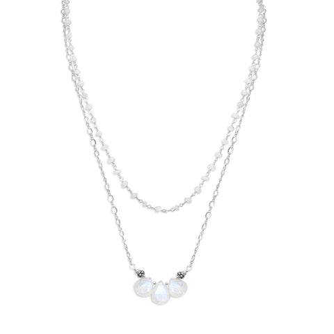 Baila Luna Rainbow Moonstone Drop Necklace