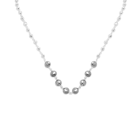 16" + 1.5" Two Tone Pyrite Bead Necklace